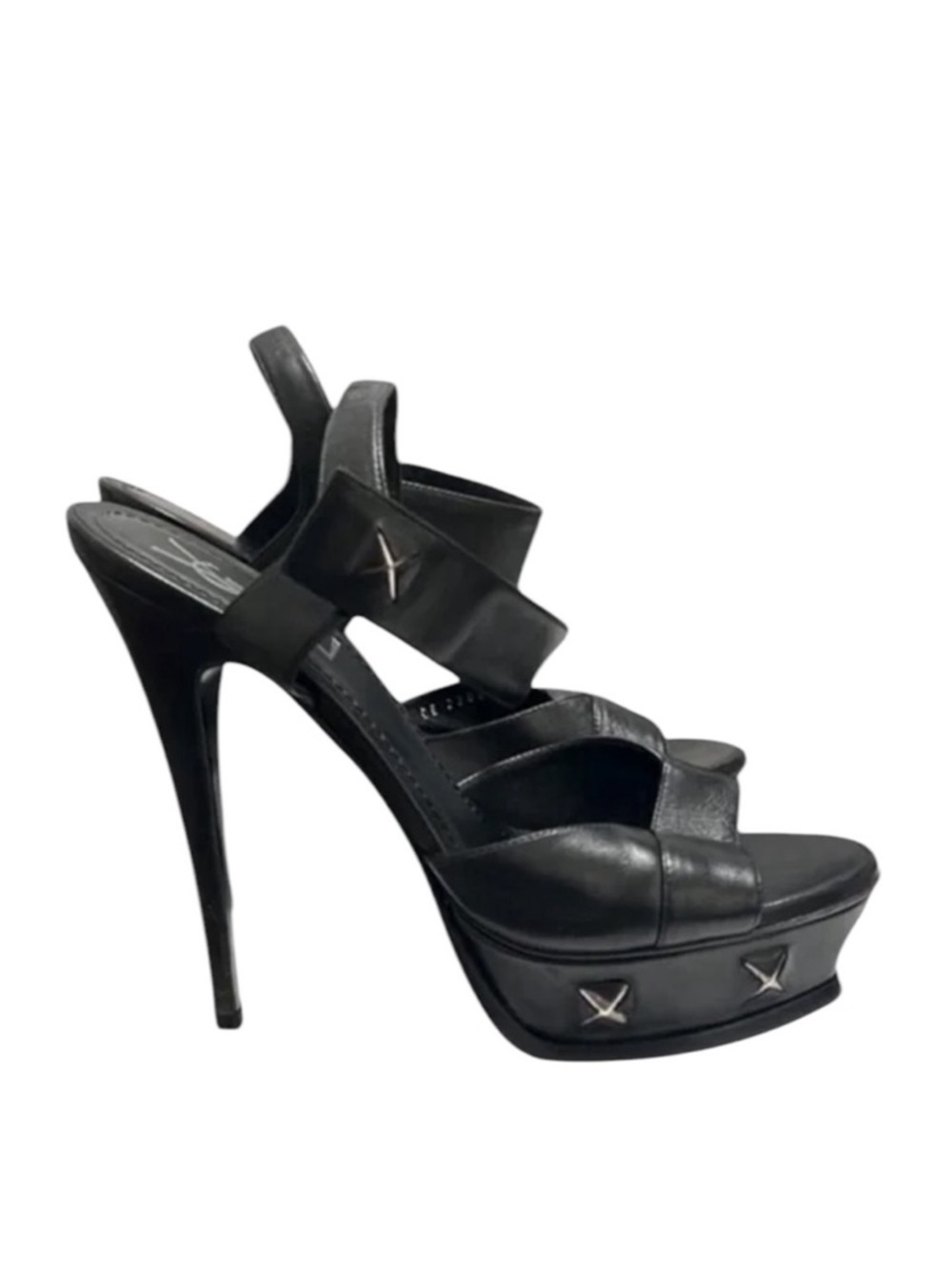 Yves Saint Laurent Black Leather Platform Sandals Size 37
